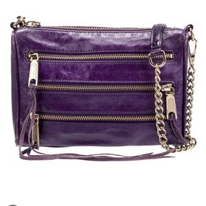 Purple Rebecca Minkoff Crossbody moto 3 zip purse